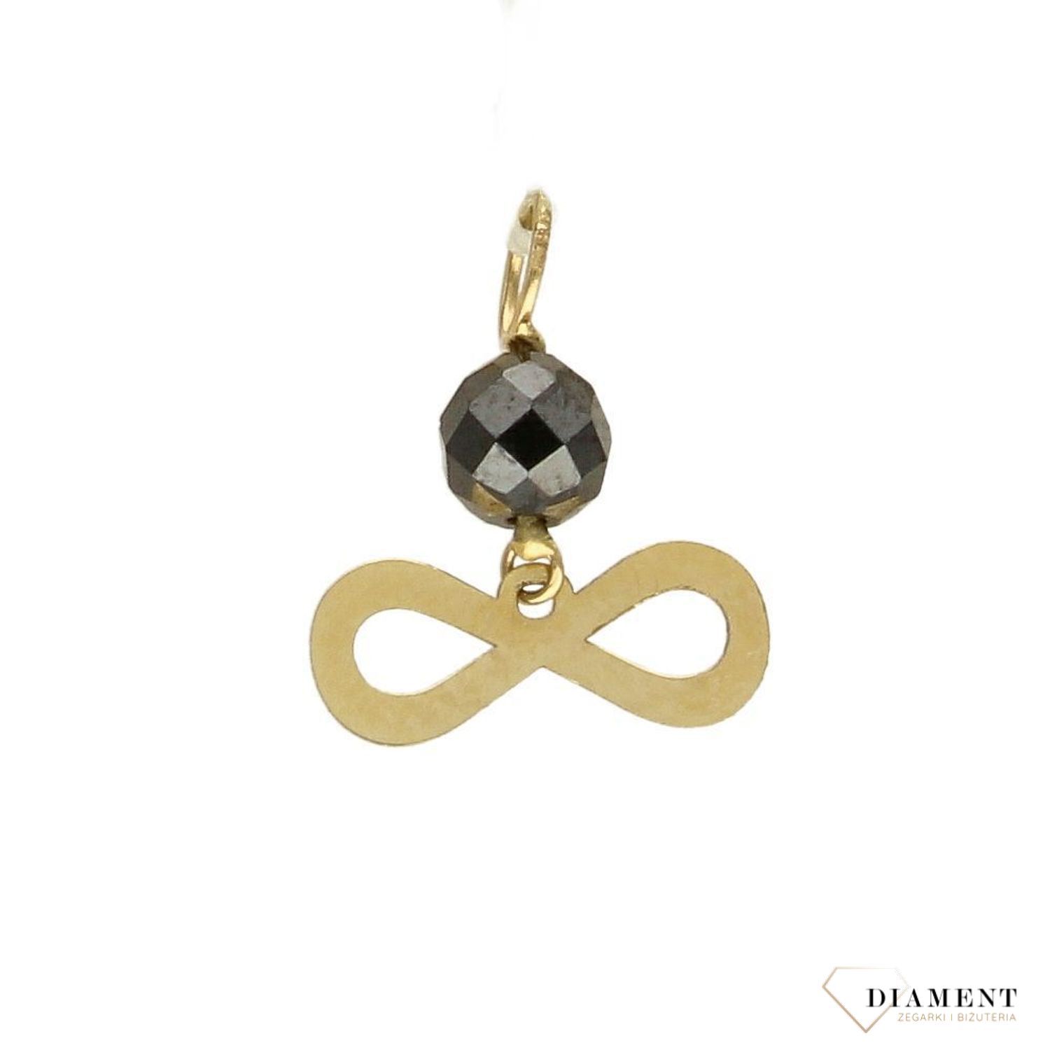 Złota zawieszka 585 nieskończoność z czarną cyrkonią ZA 4751.jpg